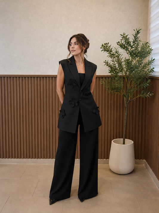 Chaleco Blazer Fiore Negro