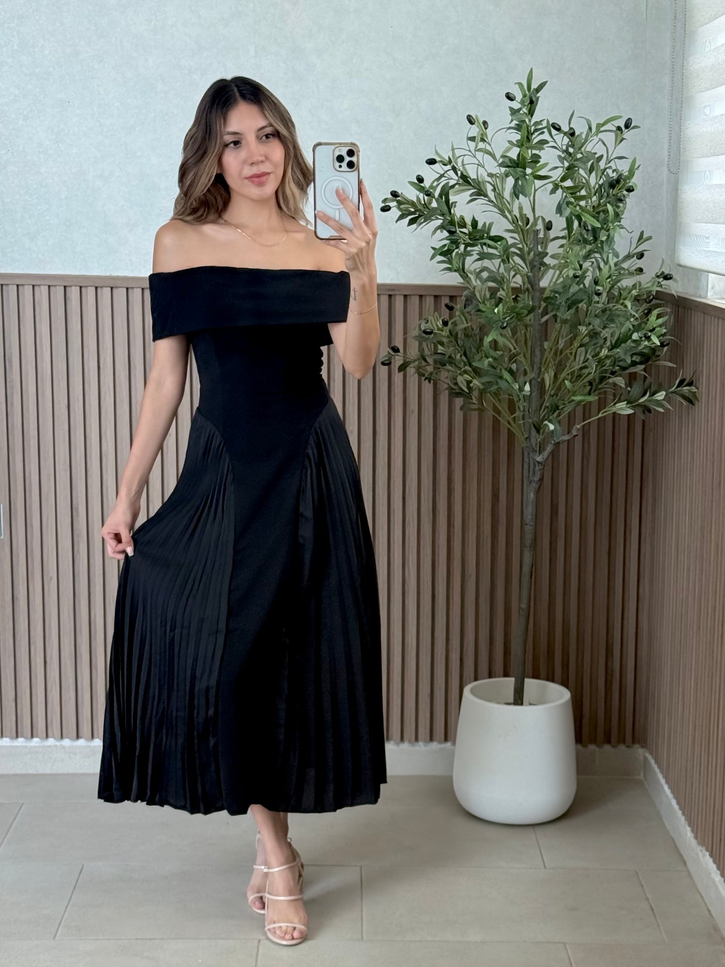 Vestido midi doble tex
