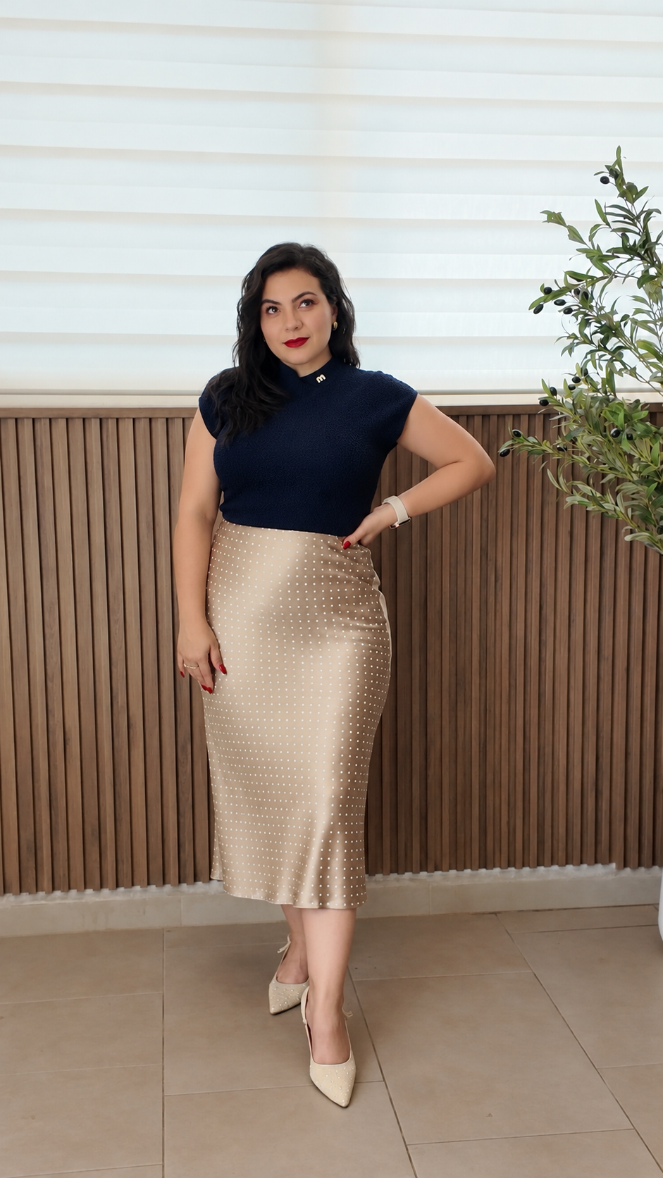 Falda satin polka dots