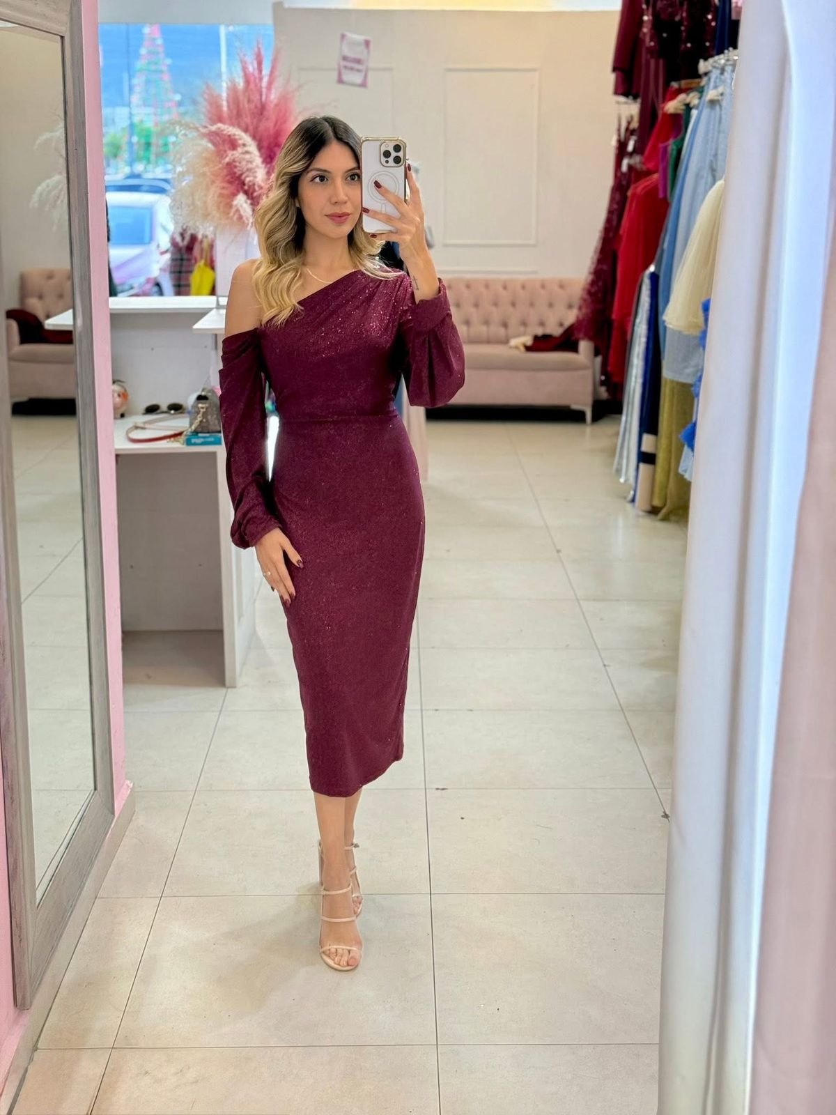 VESTIDO BRILLOS ASIMETRICO