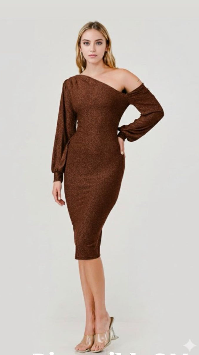 VESTIDO BRILLOS ASIMETRICO